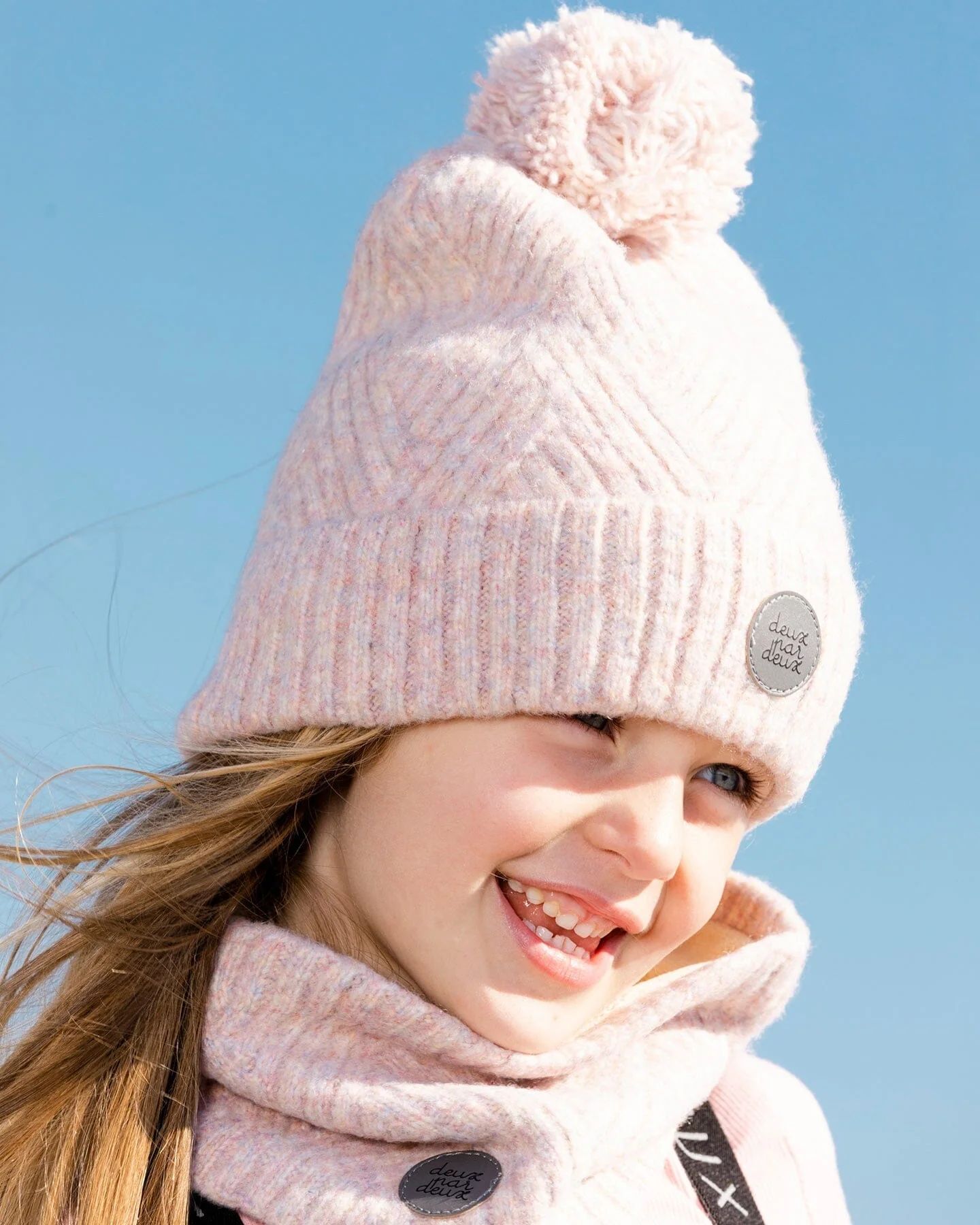 Knit Hat Light Pink | Deux par Deux Childrens Designer Clothing
