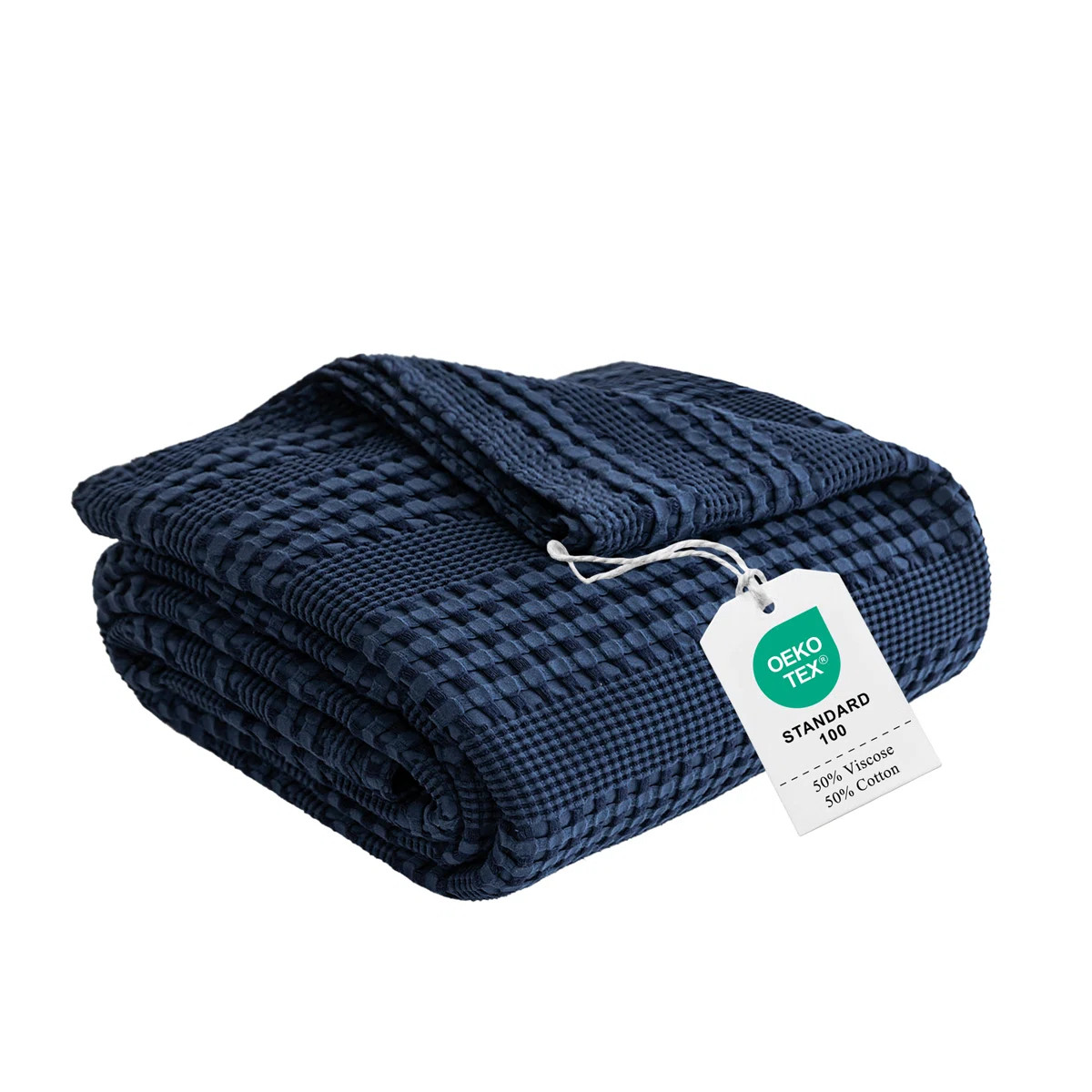 Waffle Woven Lightweight Ultra-Soft Cotton & Viscose From Bamboo Striped Throw Bedding Blanket | Wayfair North America