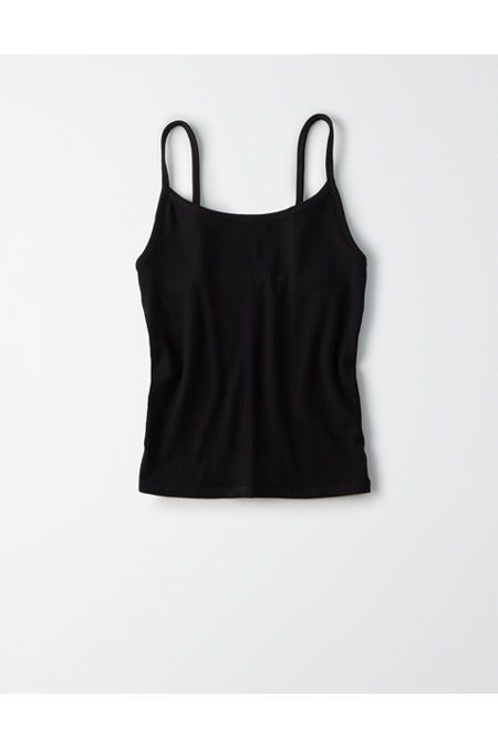 AE Scoop Neck Tank Top Women's True Black S | American Eagle Outfitters (US & CA)
