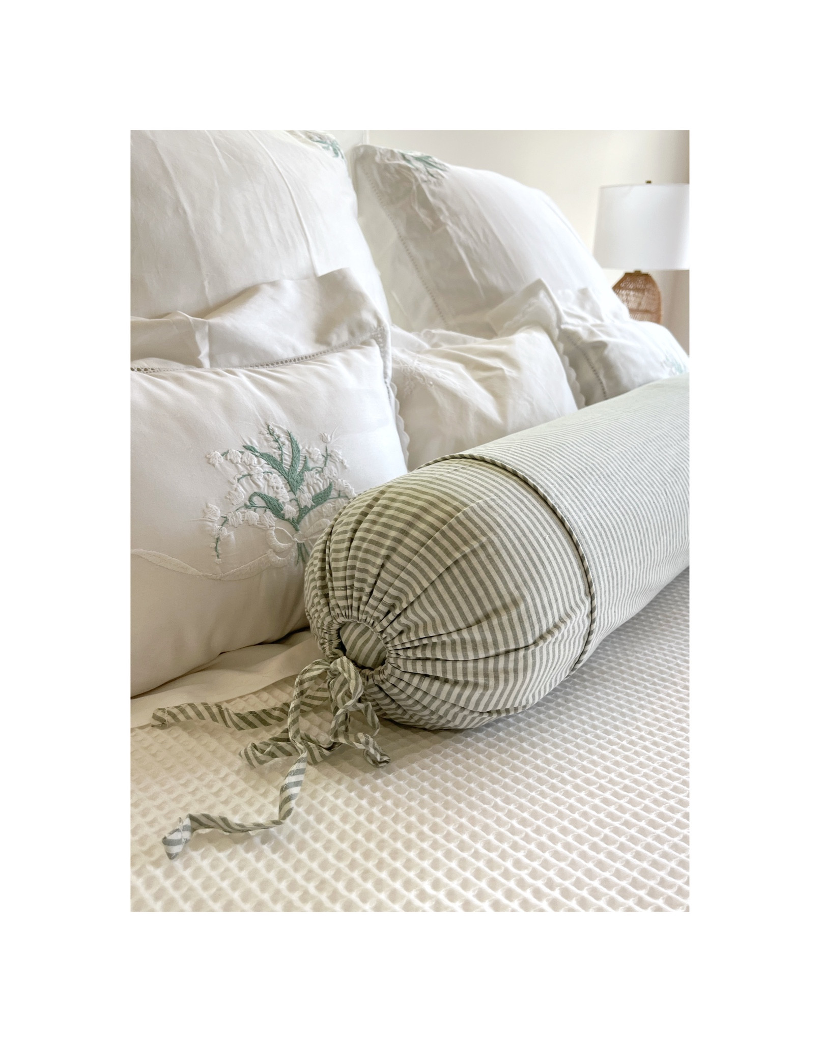 Obsessed with this new $30 striped pillow. Linking quilt and lamp pictured along with other bedding favs. 
Duvet cover- have been using for years and have on my bed and guest bed. 
Duvet- best thing you’ll ever buy- I have the warmer 
Sheets- love this crisp sheets 