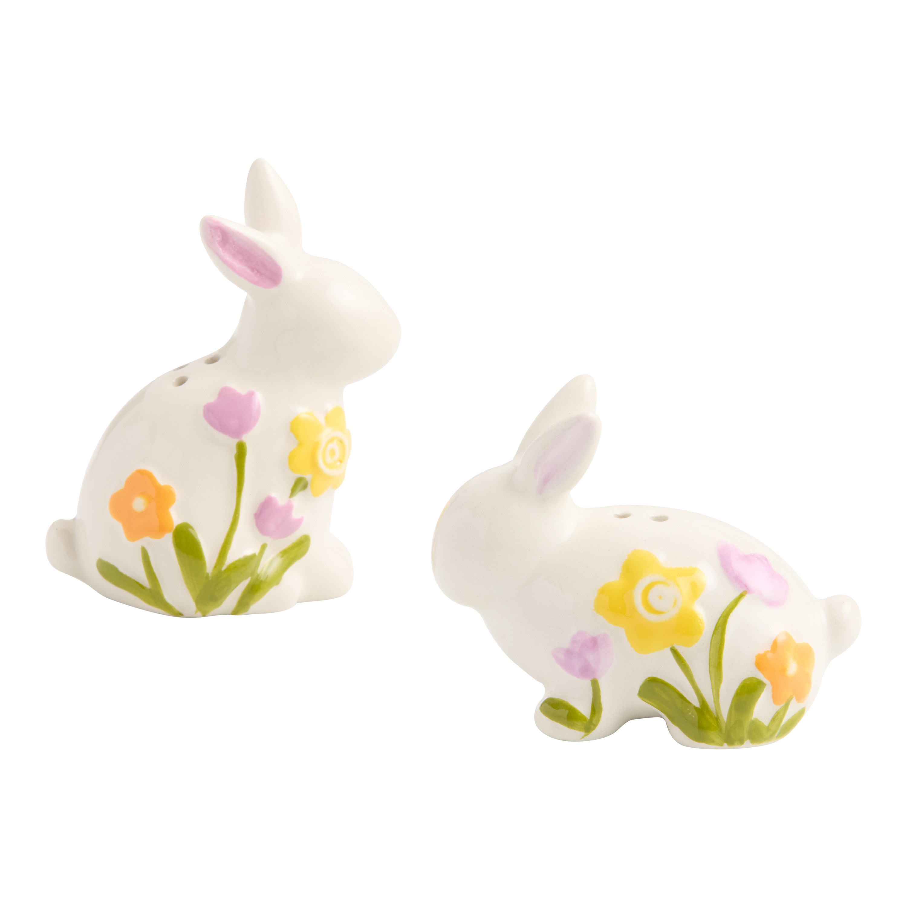 Ceramic Floral Bunny Figural Salt and Pepper Shaker Set | World Market