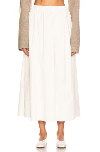 Helsa Cotton Poplin Midi Skirt in White | FWRD 