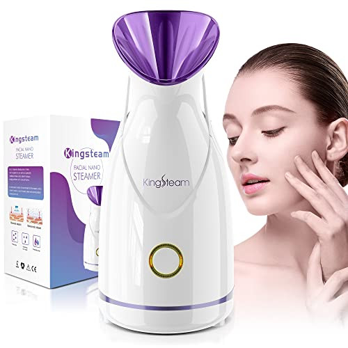 Kingsteam Facial Steamer - Nano Ionic Face Steamer Warm Mist Steamer for Face Home Sauna SPA, Face Humidifier Steamer for Facial Deep Cleaning Unclogs Pores, with Aromatherapy Kit (Purple) | Amazon (US)