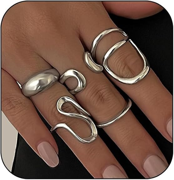 INENIMARTJ Chunky Gold Rings for Women Non Tarnish,14K Gold Plated Stacking Knuckle Rings Sets Vi... | Amazon (US)