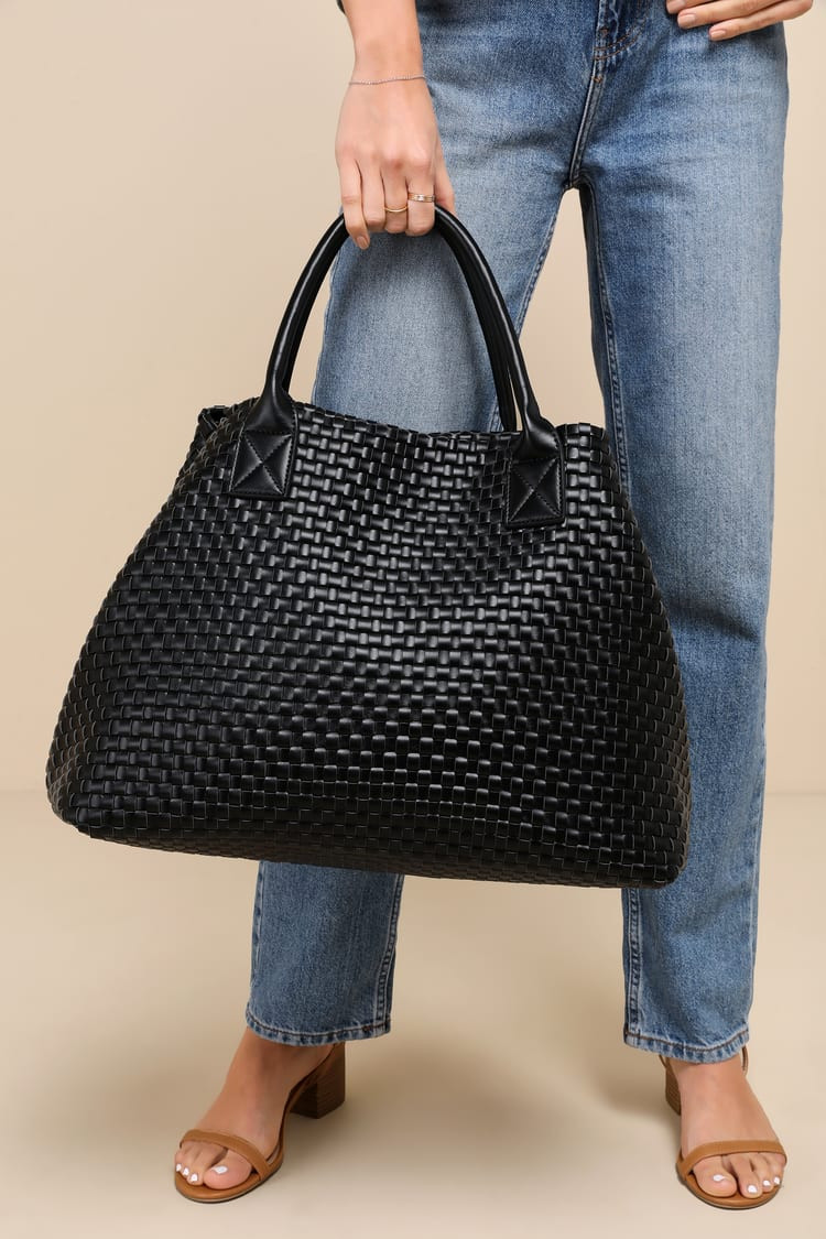 Big Time Moves Black Woven Oversized Tote Bag | Lulus