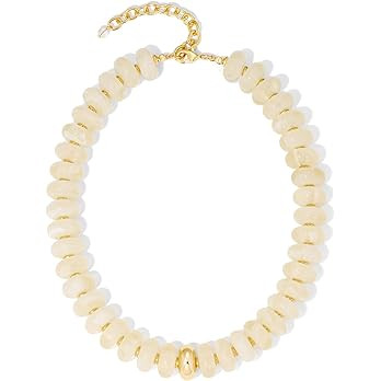 Chunky Beaded Choker Necklace for Women Statement Necklace with Gold Accent Adjustable Beach Summ... | Amazon (US)