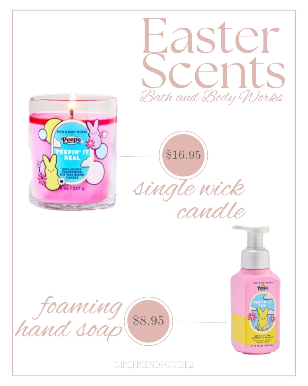 Easter scents from Bath and Body Works. Peepin’ It Real candle and foaming hand soap. Smells so yummy but not overwhelming. Love it!

#easter #handsoap #candle

#LTKSaleAlert #LTKSeasonal #LTKHome