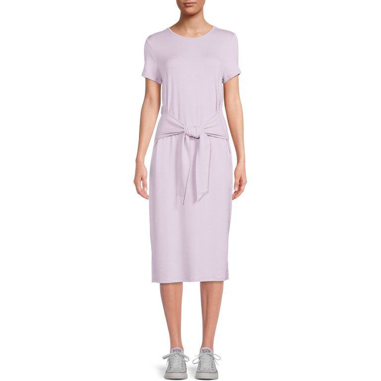 Time and Tru Women's Tie Front Knit Dress | Walmart (US)