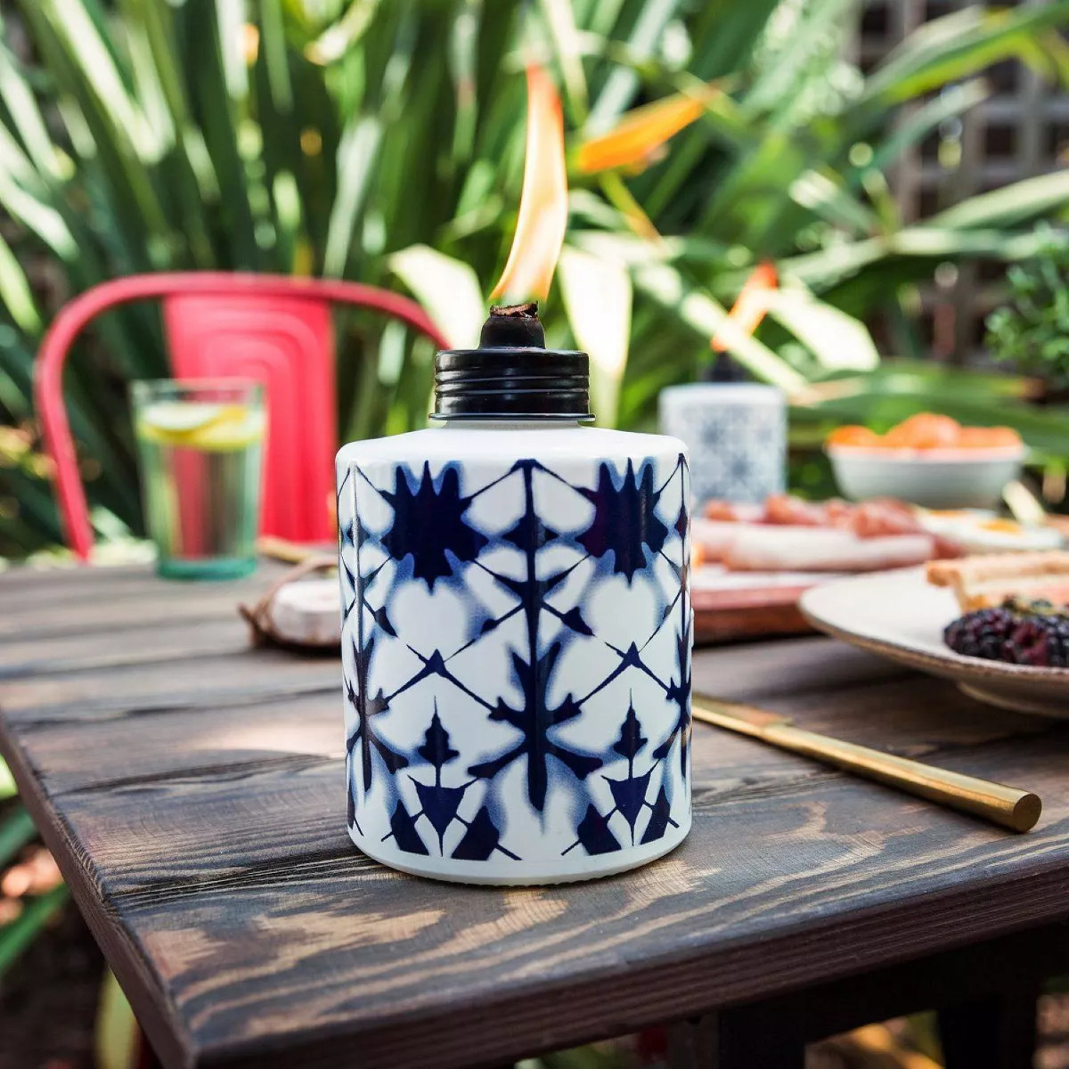 TIKI Tie Dye Tabletop Glass Outdoor Torch | Target