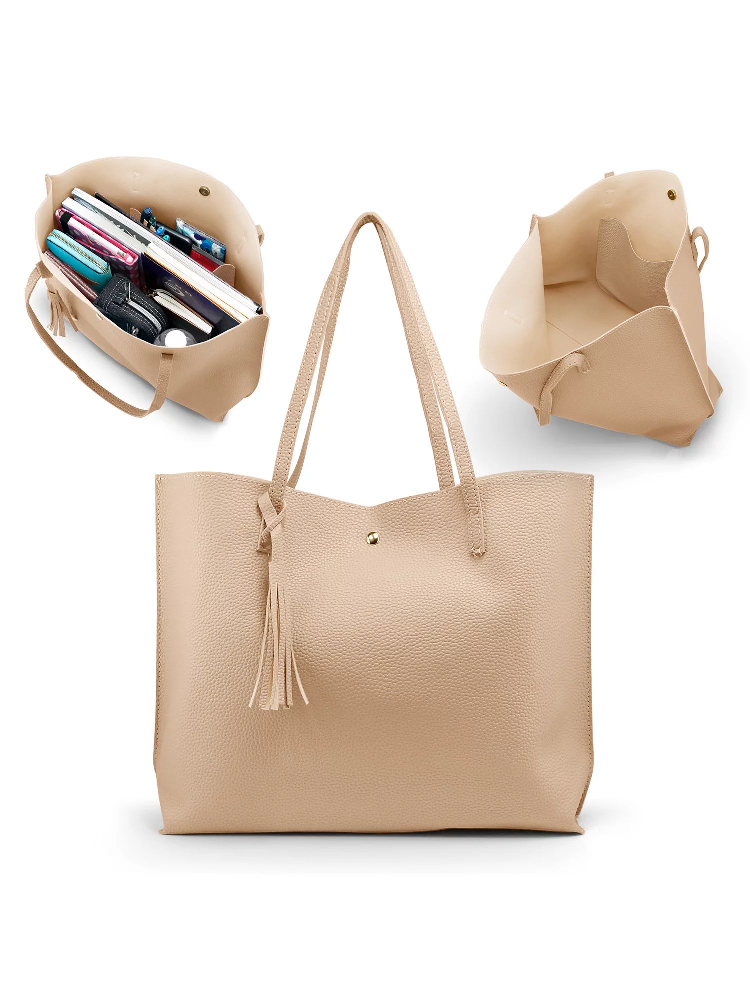 Women Tote Bag Tassels Leather Shoulder Handbags Fashion Ladies Purses Satchel Messenger Bags - B... | Walmart (US)
