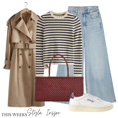 Spring outfit 

Trench Mac 
Wide leg jeans 
Trainers 
Brown Tan bag 
Striped Jumper 

#LTKover40 #LTKSeasonal