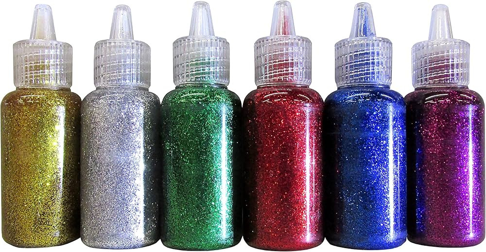 BAZIC 6 Color Glitter Glue Set 20 Milliliter Bottles - Classic Colors - Green, Gold, red, Silver,... | Amazon (US)