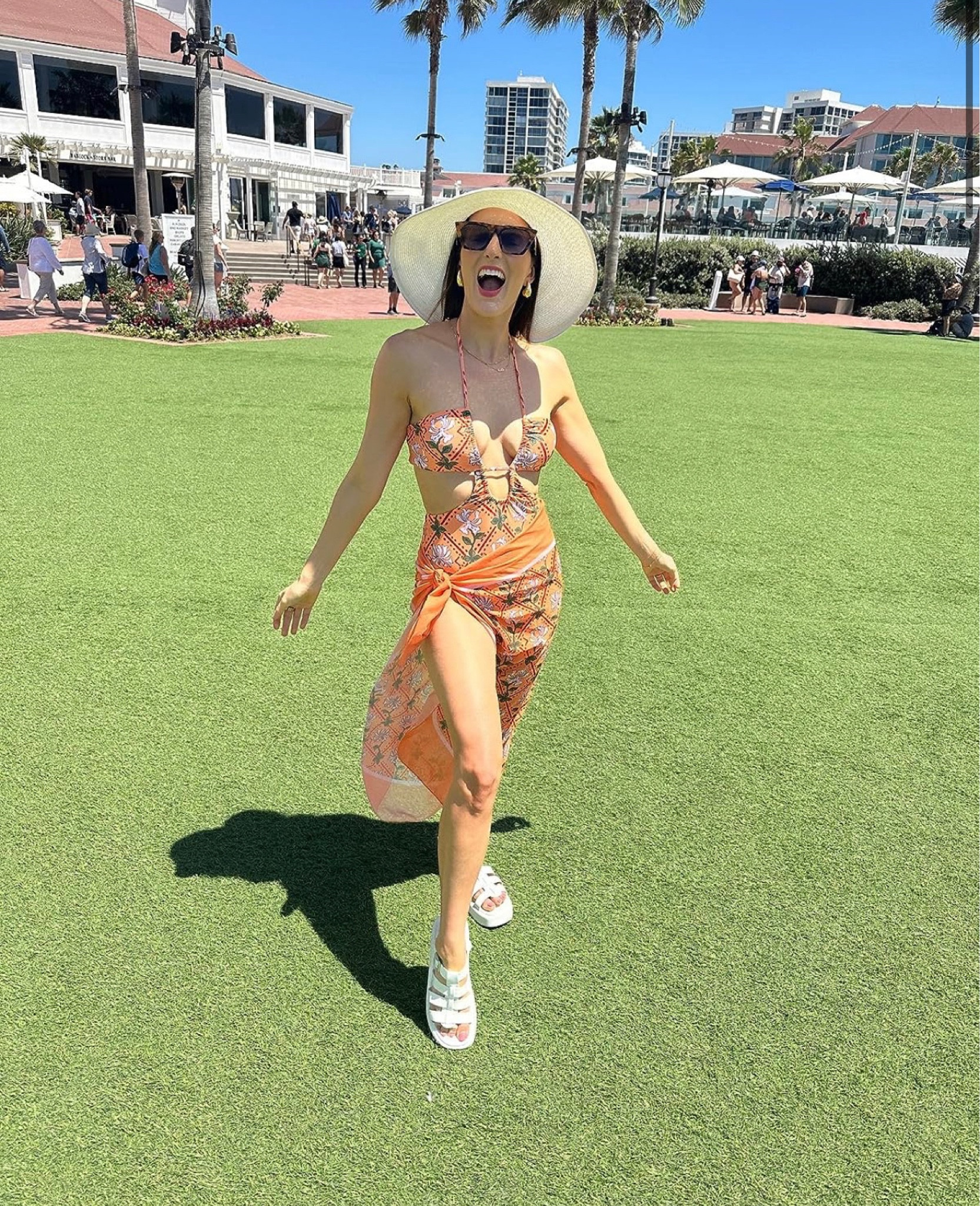 Amazon summer fashion: Amazon has tons of summer swimsuits to create the perfect outfit for any lake day, beach day, pool day, water day including this one piece swimsuit with the matching cover-up, wide brim summer hat, platform sandals, oversized sunglasses and gold accessories. I am wearing a small in the swimsuit set  

#LTKFind #LTKstyletip #LTKswim