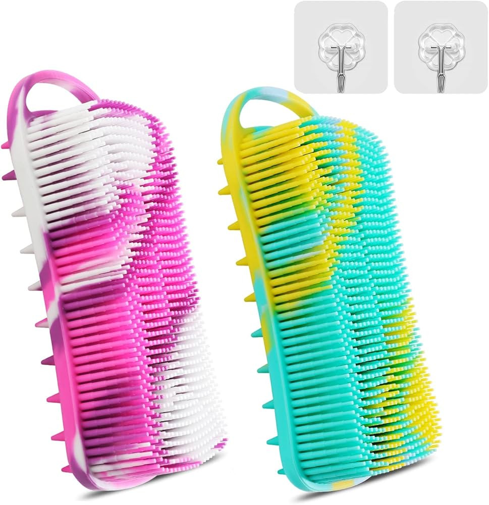 Silicone Body Scrubber, 2 in 1 Body Brush & Hair Scalp Brush for Shower and Bath, Easy Clean, Lat... | Amazon (US)