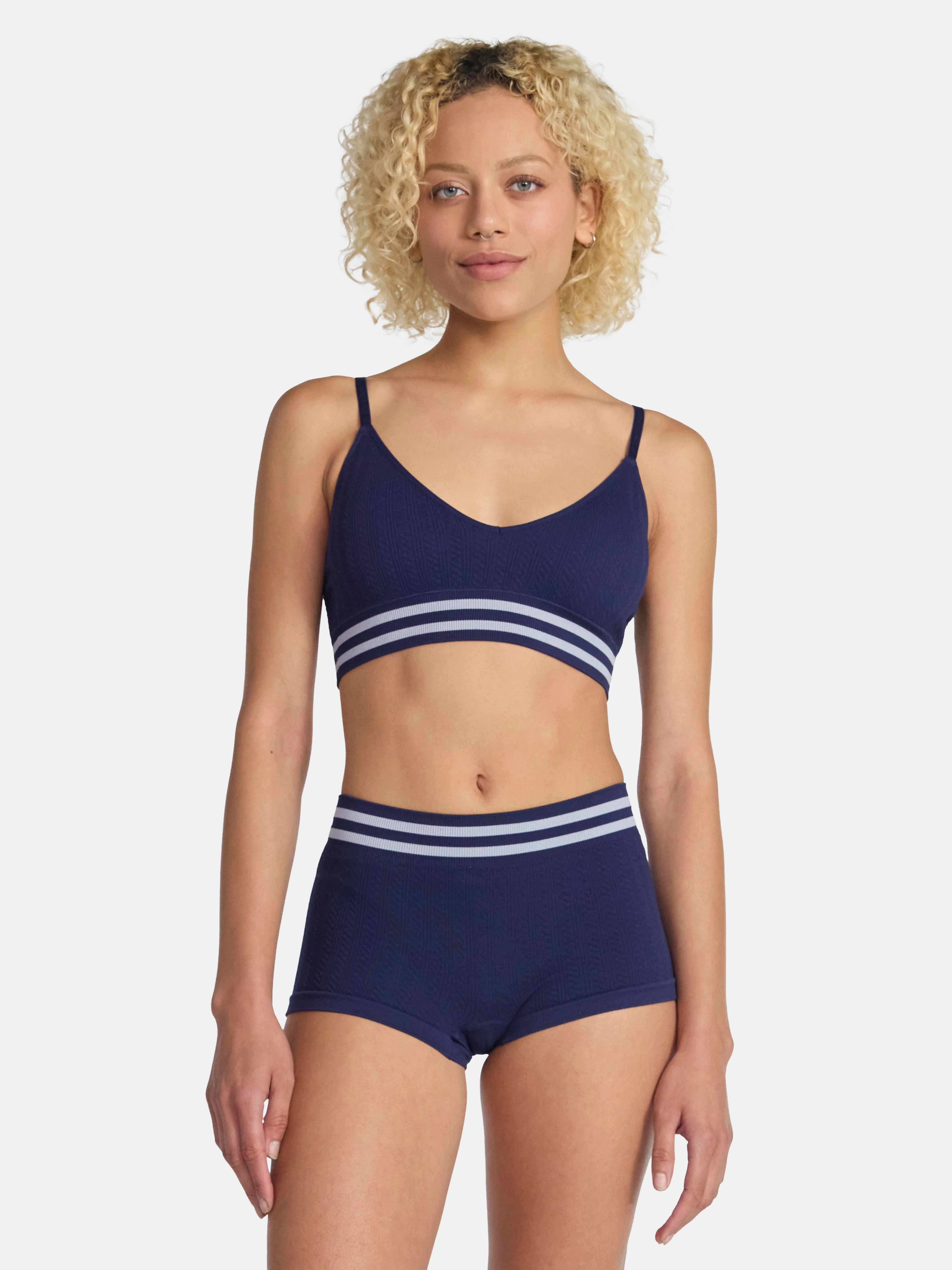 No Boundaries Seamless Triangle Bralette & Boyshort Set, 2-Piece, Women's XS-XXXL | Walmart (US)