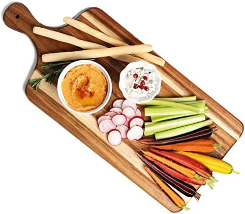 Amazon.com | Villa Acacia Large Wooden Cheese Board and Charcuterie Board - 22 Inch Long with Han... | Amazon (US)