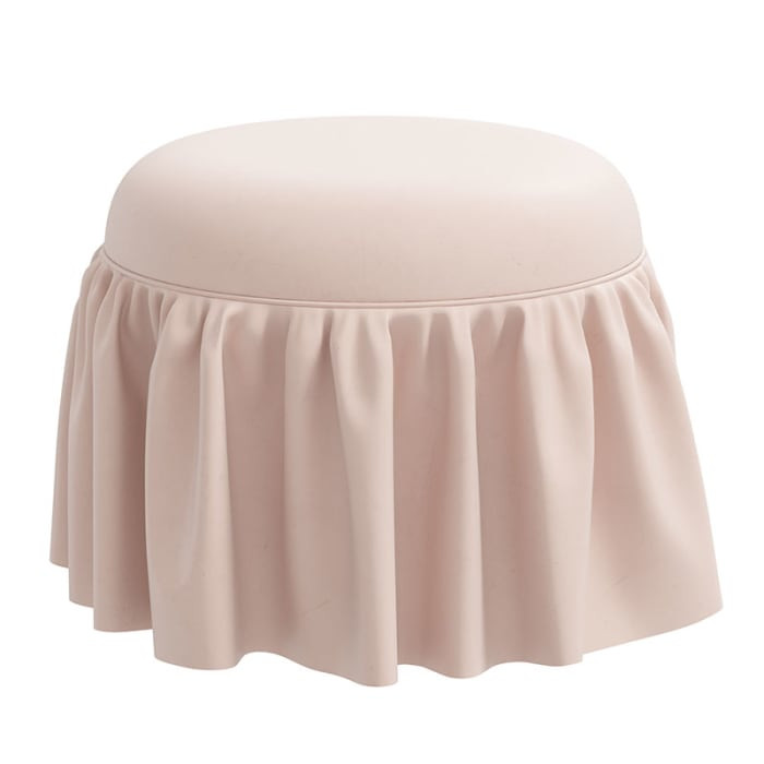 Velvet Ruffle Ottoman - Blush | The Company Store