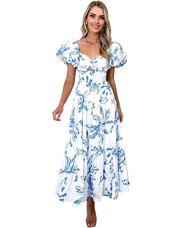 Spring Formal Dresses for Women 2024, V-Neck Floral Long Dress, Casual Summer Dresses for Women 2... | Amazon (US)