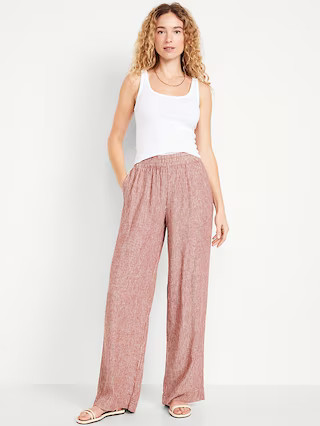 High-Waisted Linen-Blend Wide-Leg Pants | Old Navy (US)