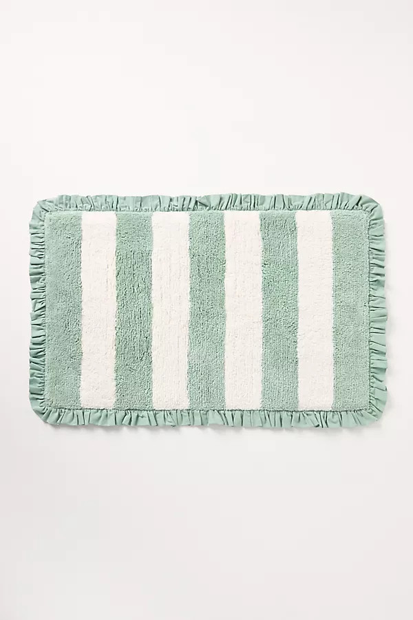 Maeve Ruffled Stripe Tufted Bath Mat | Anthropologie (US)