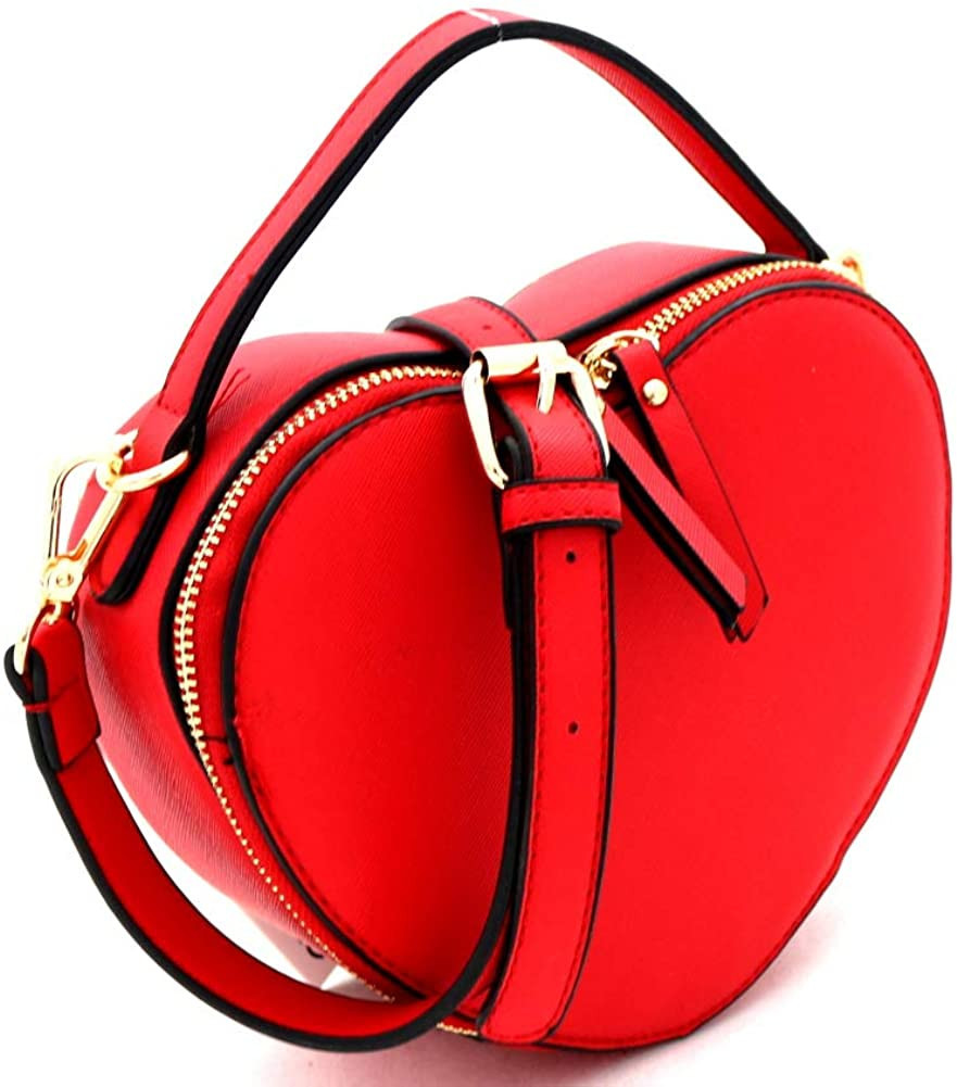 Cute Heart Shape Girls Womens Vegan Leather Small Handle Satchel Crossbody Purse | Amazon (US)