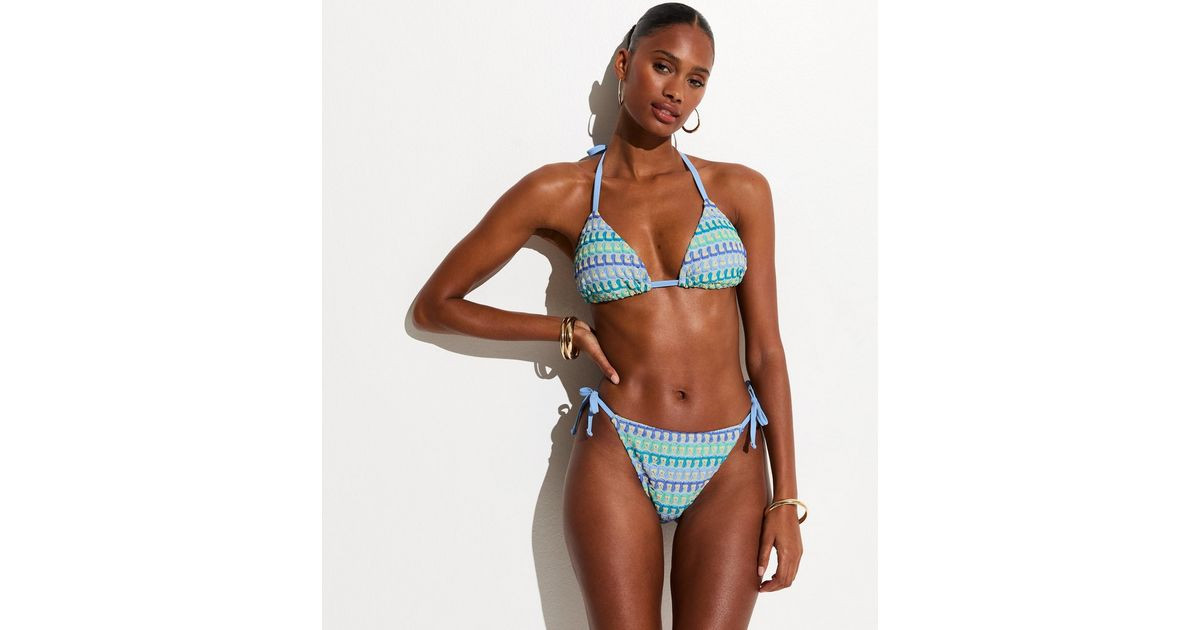 Blue Crochet Side Tie Bikini Bottoms | New Look | New Look (UK)