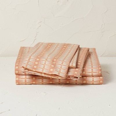 Queen Printed Cotton Percale Sheet Set Kaylo Global - Opalhouse™ designed with Jungalow™: 220 Thread Count, Bohemian Style, 4-Piece Set | Target