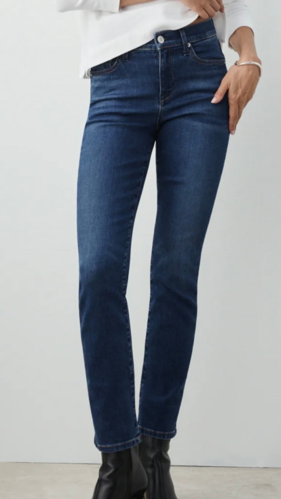 I have become a really big fan of AYR denim after trying the “Pop” style about a year ago. I recently snagged this style on final sale and they do not disappoint!  They are a straight/slim fit - a classic style!  I went with the 25 in the short length and they hit above the ankle. I probably could have done the regular length, especially for winter. I honestly may order them again in the regular length so I have both length options depending on the season - they’re that good! 