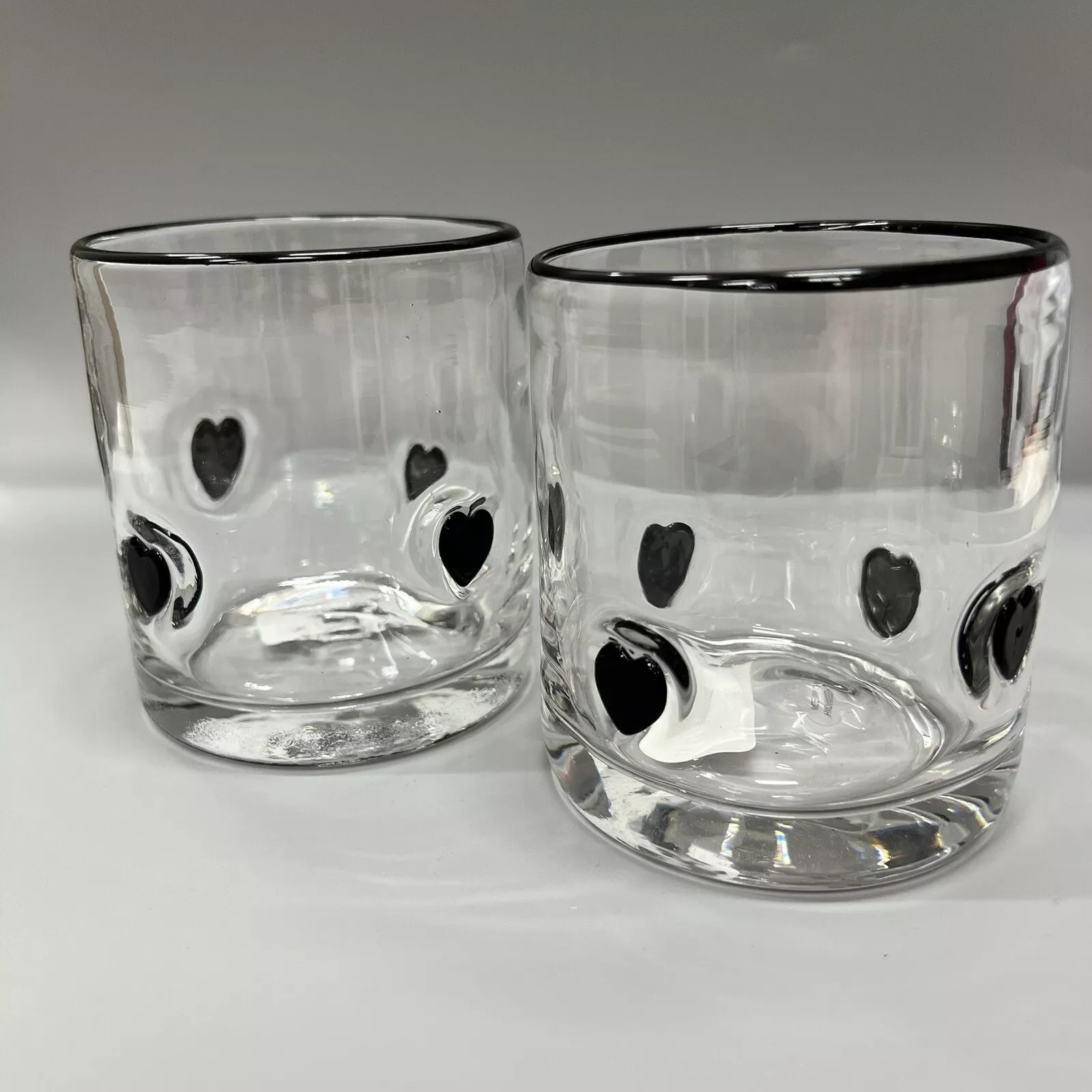 NEW Anthropologie Dupe BLACK HEART Icon Juice Glass Whiskey Cups Viral SET OF 2 | eBay US