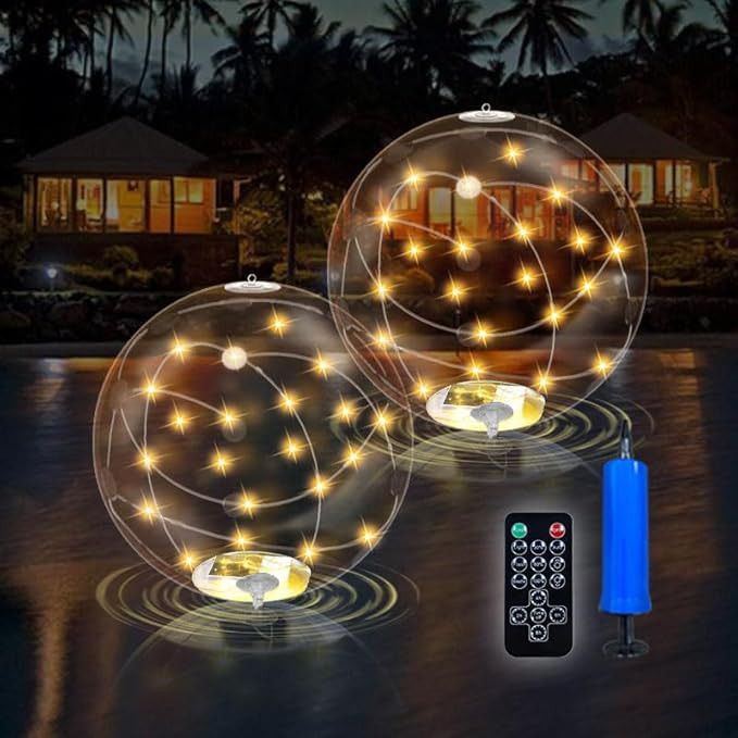 Pool Light Solar Powered ,15.7 inch Solar Floating Pool Lights, Inflatable IP68 Waterproof lights... | Amazon (US)