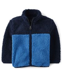Baby And Toddler Boys Colorblock Sherpa Zip-Up Jacket - toucan feather | The Children's Place