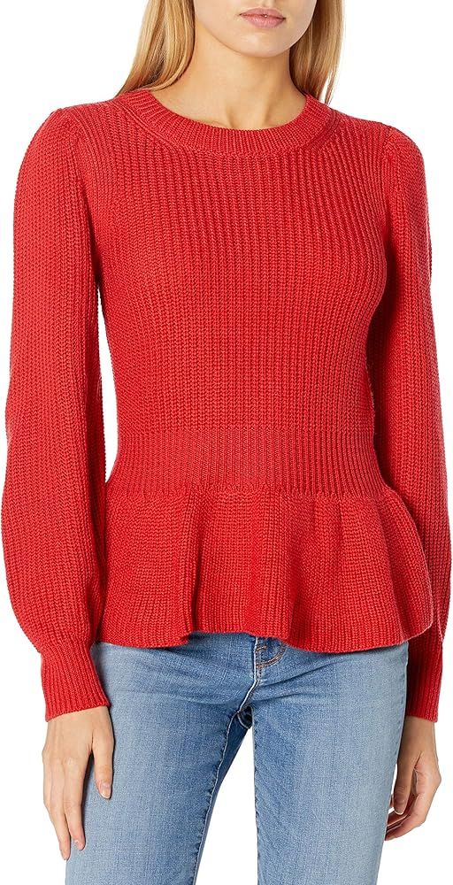 Amazon Brand - Goodthreads Women's Everyday Soft Blend Long Sleeve Crewneck Peplum Sweater | Amazon (US)