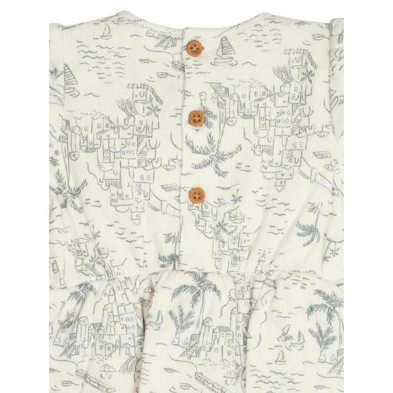 Modern Moments By Gerber Baby Girl Cotton Romper with Waistline Ruffle, Sizes 0/3 Months - 24 Mon... | Walmart (US)