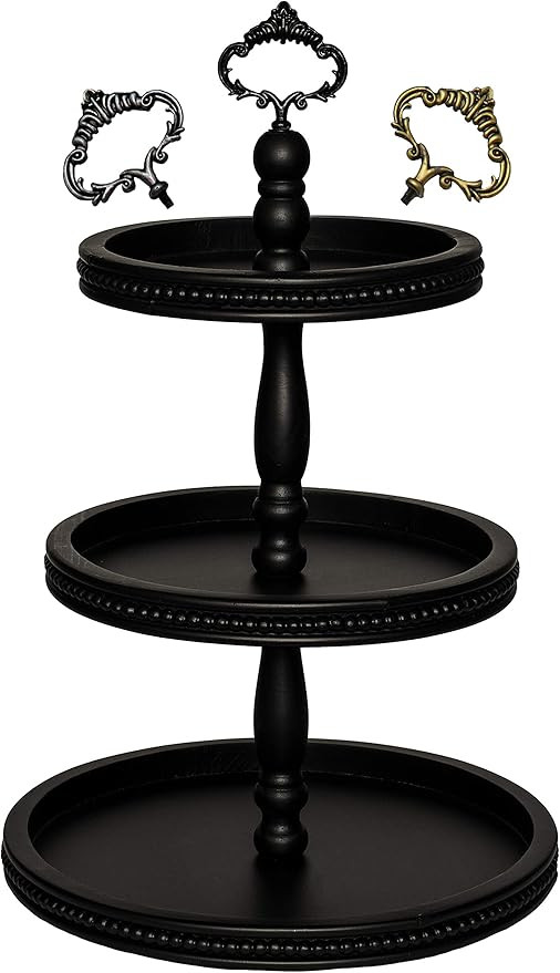 Felt Creative Home Goods 3 Tiered Tray Wooden Serving Stand Large Beaded Tray for Home Decor Disp... | Amazon (US)