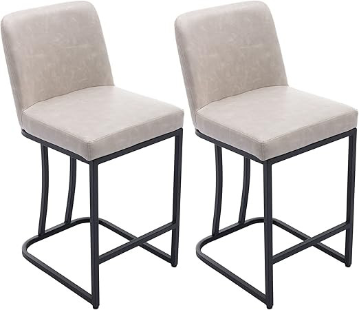 VESCASA Faux Leather 24" H Counter Height Barstools with Back, Mid Century Modern Upholstered Cou... | Amazon (US)
