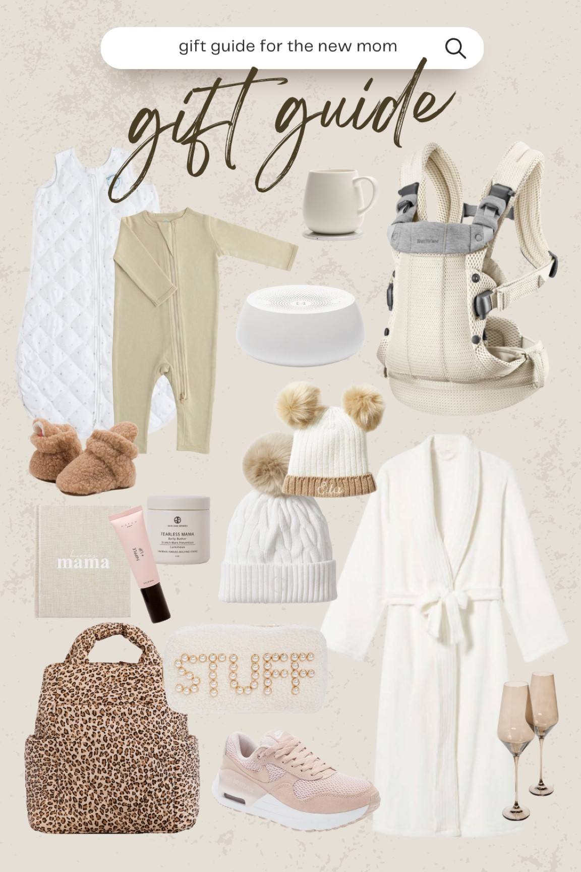 Gift guide for the new mom!
Maternity gift guide, mama gift guide, pregnancy gift guide, sleeper sack, pajamas, mug, mug warmer, baby carrier, sound machine, beanie, baby beanie, mama journal, baby booties, belly butter, nipple cream, diaper bag, pouch, sneakers, wine glasses 

#LTKHoliday #LTKGiftGuide #LTKSeasonal