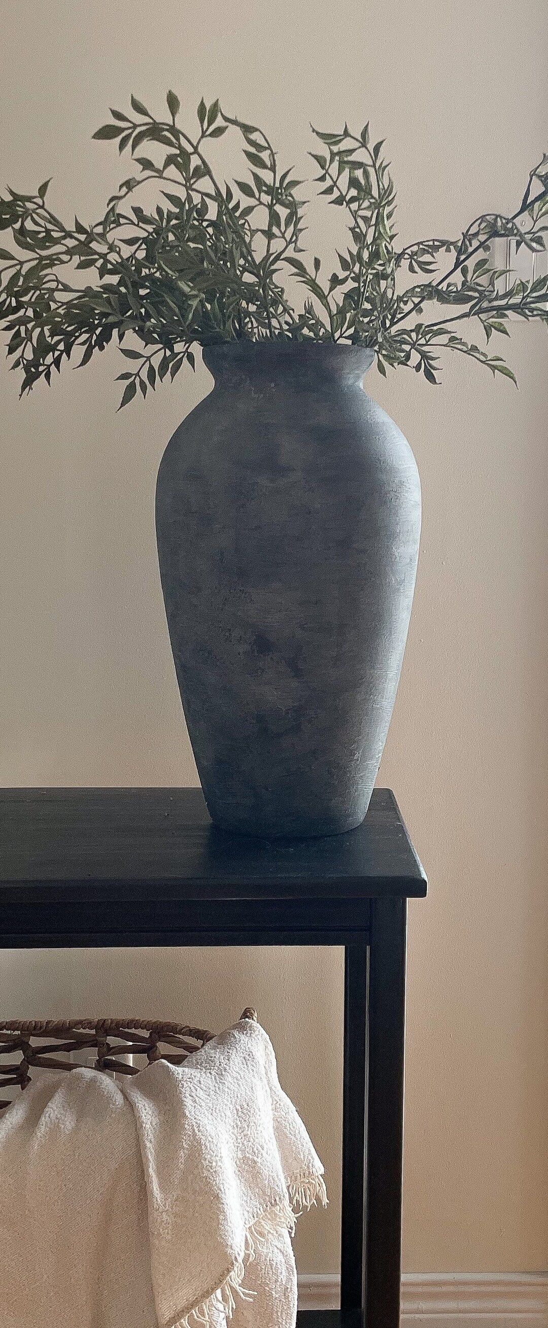 Large vase, Black Rustic floor vase, Black primitive vase, Stone textured vase, Rustic  Vintage D... | Etsy (US)