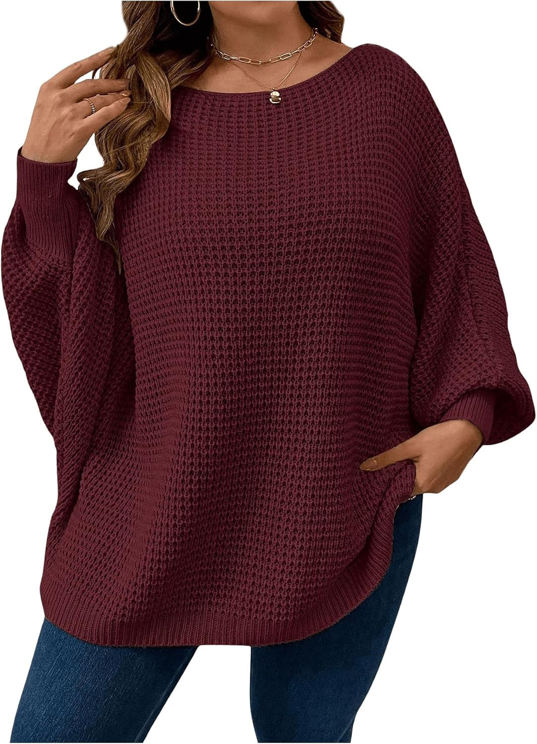 SOLY HUX Women's Plus Size Oversized Sweater Fall Casual Pullover Tops | Amazon (US)