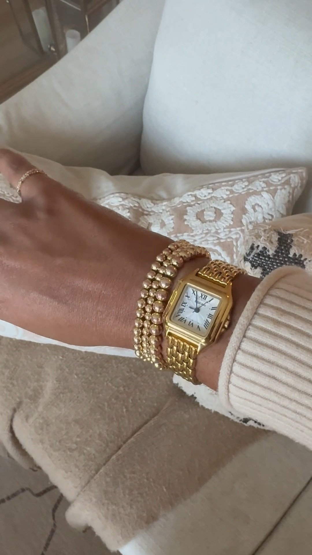 Looks expensive but it’s not.
Gold watch and beaded jewelry. 

#LTKStyleTip #LTKBeauty #LTKFindsUnder100