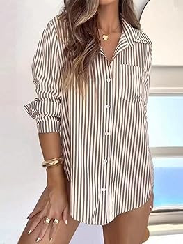 siliteelon Striped Button Down Shirts for Women Dress Shirts Long Sleeve Casual Collared Office W... | Amazon (US)