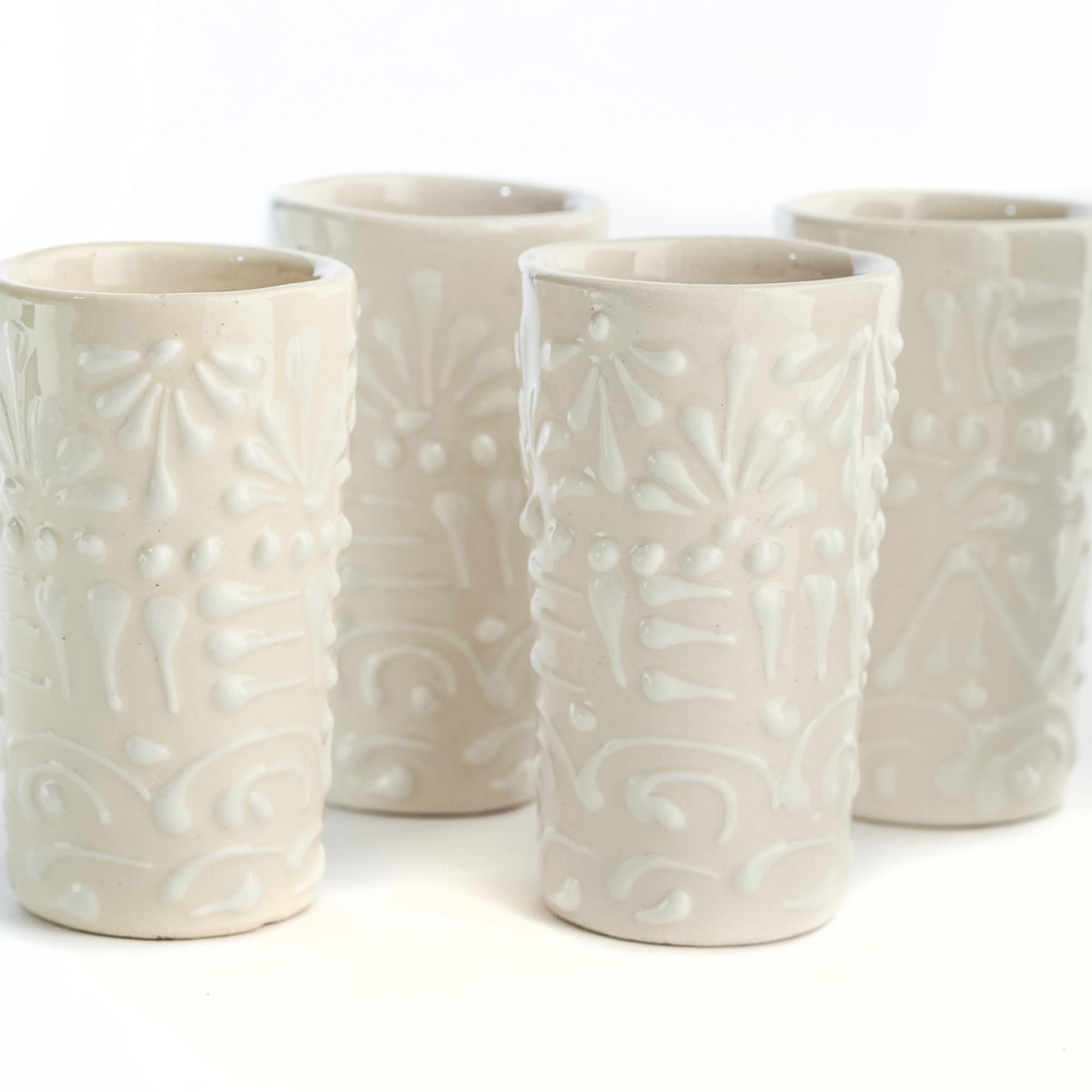 Talavera Shot Glasses Set of 4 Authentic Mexican Tequila Shot Glasses - Hand-painted - 2 Oz (Whit... | Amazon (US)