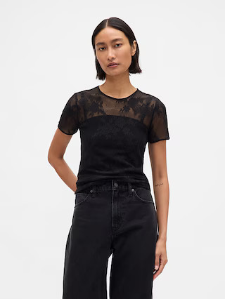 Floral Lace Mesh Top | Gap (US)