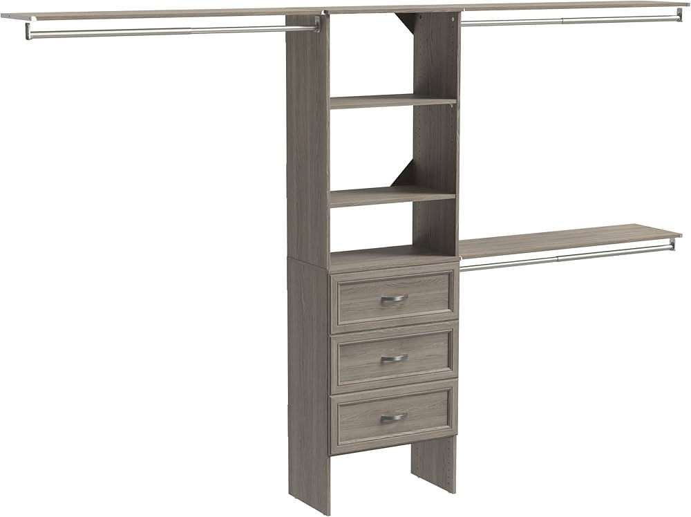 ClosetMaid SuiteSymphony Wood Closet Organizer Kit with Tower, 3 Hang Rods, Top Shelves, 3 Drawer... | Amazon (US)