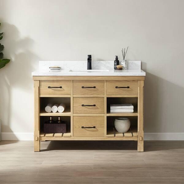 Valencia 48" Vanity in Washed Ash with Countertop Without Mirror | Bed Bath & Beyond