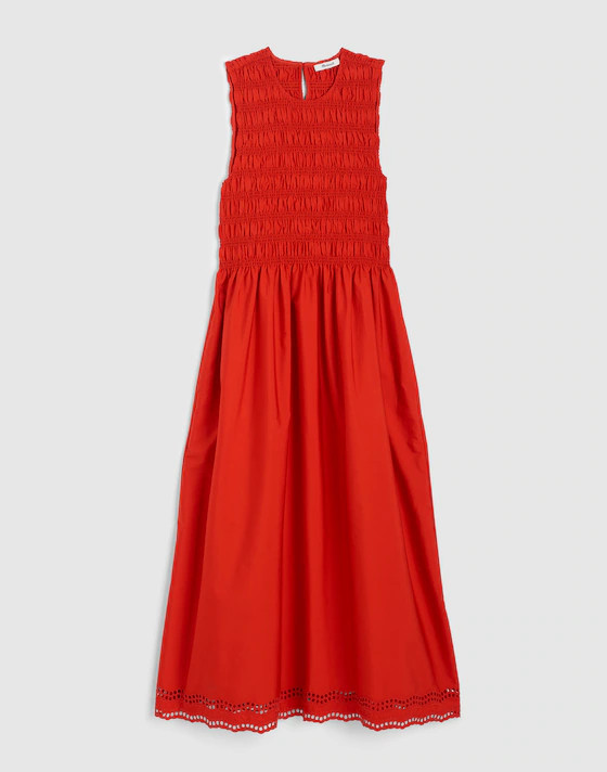 The Embroidered Melody Smocked Midi Dress | Madewell