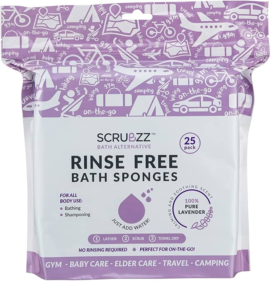 Scrubzz Disposable No Rinse Bathing Wipes - 25 Pack - All-in-1 Single Use Shower Wipes, Simply Da... | Amazon (US)