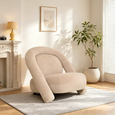 Sculptural Velvet Lounge Accent Chair with Tubular Frame | Wayfair North America