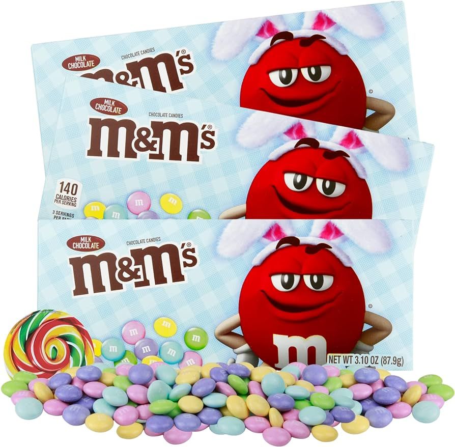 Pastel Classic Flavored M&Ms Theatre Box, Candy Coated Milk Chocolate Treats, Easter Basket and E... | Amazon (US)