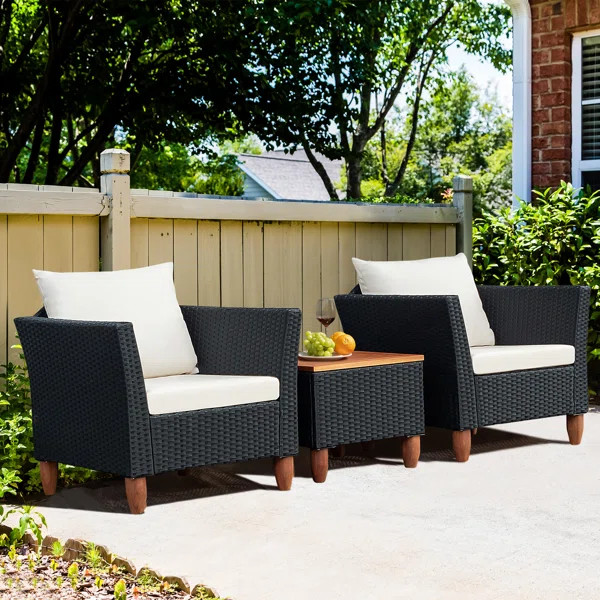 Antun Polyethylene (PE) Wicker 2 - Person Seating Group with Cushions | Wayfair North America