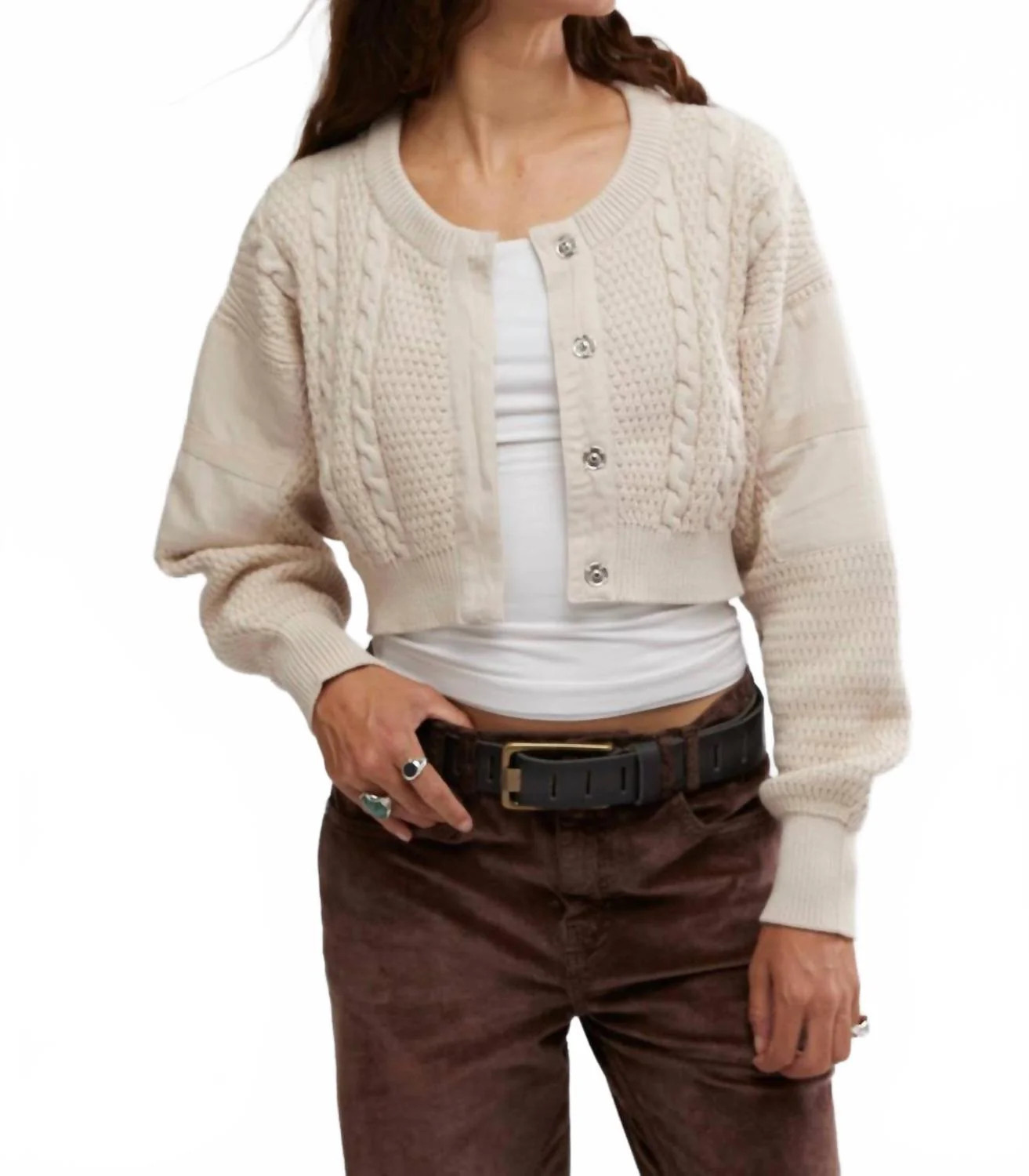 Heritage Cropped Cardigan In Crystal Grey | Shop Simon